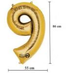 Partydeco Számos lufi 34" 86cm óriás Arany szám, számjegy 9-es (LUFI667854)