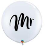 Qualatex 3 feet 91cm Fehér esküvői léggömb Mr felirattal, 57438 (LUFI990100)