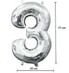 Partydeco Számos lufi 14" (35cm) fólia szám, számjegy 3 levegővel tölthető, ezüst (LUFI377177)