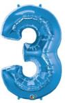 PartyPal Számos lufi 34" 86cm óriás kék szám 3-as (LUFI937834)