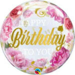 Qualatex Szülinapi Bubbles lufi 22" 56cm Happy Birthday (LUFI251399)