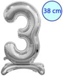 Godan Talpas számos lufi 15" (38cm) fólia szám, számjegy, 3 csak levegővel tölthető, Ezüst (MF5902973134889)