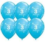 Qualatex Szám, Számos latex lufi 11" 28cm 6db 3-as lufi Boldog 3. szülinapot! , q37563rp (LUFI396573)