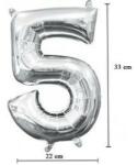 Partydeco Számos lufi 14" (35cm) fólia szám, számjegy 5 csak levegővel tölthető, Ezüst (LUFI573116)