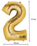 Partydeco Számos lufi 14" (35cm) fólia szám, számjegy 2 csak levegővel tölthető, Arany (LUFI453575)