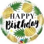 Qualatex Szülinapi fólia lufi 18" 45cm Happy Birthday, ananas, ananász (LUFI932326)