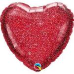 Qualatex Glitteres szív fólia lufi 18" 45cm piros szív (LUFI252542)