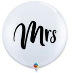 Qualatex 3 feet 91cm Fehér esküvői léggömb Mrs felirattal, 57439 (LUFI576221)