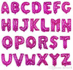  Betű lufi 14" 35cm Rózsaszín fólia betű Fehér szív mintával, K betű, csak levegővel tölthető (LUFI491225)