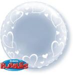 Qualatex Deco Bubble lufi 24" 61cm krisztálytiszta, átlátszó, szív mintával (LUFI692786)