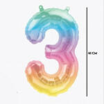  Számos lufi 16" (40cm) fólia szám, számjegy 3 levegővel tölthető, Jelli Ombre, 86370 (LUFI667215)