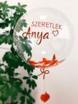  Anyák napi Buborék lufi 20" 50cm Szeretlek Anya, Héliummal töltve, különleges töltettel, girlanddal és nehezékkel (LUFI743550)