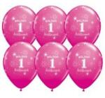 Qualatex Szám, Számos latex lufi 11" 28cm 6db 1-es lufi Boldog 1. szülinapot! , q37464rp (LUFI993787)