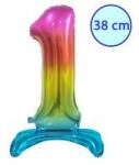 Godan Talpas számos lufi 15" (38cm) fólia szám, számjegy, 1 csak levegővel tölthető, szivárvány (MF5902973134643)