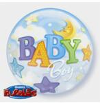 Qualatex Mintás Bubbles lufi 22" 56cm Baby boy (LUFI651478)