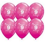 Qualatex Szám, Számos latex lufi 11" 28cm 6db 9-es lufi Boldog 9. szülinapot! , q37785rp (LUFI795070)