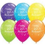 Qualatex Szám, Számos latex lufi 11" 28cm 6db 20-as lufi Boldog 20. szülinapot! , q46361rp (LUFI628595)