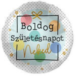 Premioloon Szülinapi lufi 17" 42cm Boldog Születésnapot, mpr-70268 (LUFI234763)