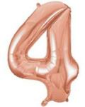 Partydeco Számos lufi 34" 86cm óriás RoseGold fólia szám, számjegy 4-es (LUFI530586)