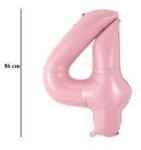 Partydeco Számos lufi 34" 86cm óriás babaRózsaszín szám, számjegy 4-es (LUFI867826)