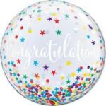 Qualatex Ballagási Bubbles lufi 22" 56cm Congratulation (LUFI957390)