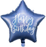 Partydeco Csillag lufi 16" 40cm kék csillag, Happy Birthday (LUFI287370)