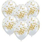 Qualatex lufi 11" 28cm, 25db/csom, diamond clear, kristálytiszta, átlátszó, konfetti pöttyös, confetti dots, 56844 (LUFI875321)