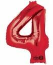Partydeco Számos lufi 34" 86cm óriás Piros szám, számjegy 4-es (LUFI417530)