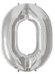 Partydeco Számos lufi 34" 86cm óriás Ezüst fólia szám, számjegy 0 (LUFI934452)