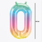 Számos lufi 16" (40cm) fólia szám, számjegy 0 levegővel tölthető, Jelli Ombre, 86364 (LUFI894909)