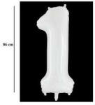 Partydeco Számos lufi 34" 86cm óriás Fehér szám, számjegy 1-es (LUFI673091)