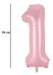 Partydeco Számos lufi 34" 86cm óriás babaRózsaszín szám, számjegy 1-es (LUFI105312)