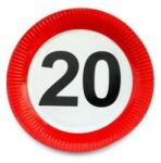  Papírtányér sebességkorlátozó 20-as számmal 23cm 6db, 20666 (LUFI283003)