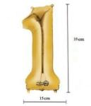 Partydeco Számos lufi 14" (35cm) fólia szám, számjegy 1 csak levegővel tölthető, Arany (LUFI418651)
