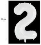 Partydeco Számos lufi 34" 86cm óriás Fehér szám, számjegy 2-es (LUFI825645)