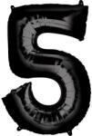 Partydeco Számos lufi 34" 86cm óriás Fekete szám, számjegy 5-ös (LUFI299532)