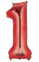 Partydeco Számos lufi 34" 86cm óriás Piros szám, számjegy 1-es (LUFI103621)