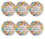  Papírtányér 23 cm 6db Boldog szülinapot, 29935 (LUFI297651)