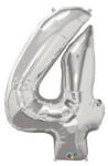 Partydeco Számos lufi 34" 86cm óriás Ezüst szám, számjegy 4-es (LUFI364973)