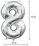 Partydeco Számos lufi 14" (35cm) fólia szám, számjegy 8 levegővel tölthető, ezüst, 3309001 (LUFI240816)