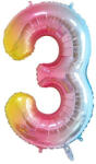 Fungram Számos lufi 34" 86cm óriás Rainbow, szivárvány, szám, számjegy 3-as (LUFI762785)