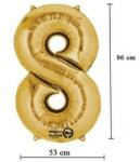 Partydeco Számos lufi 34" 86cm óriás arany fólia szám, számjegy 8-as (LUFI471032)