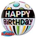 Qualatex Szülinapi Bubbles lufi 22" 56cm Happy Birthday (LUFI242266)