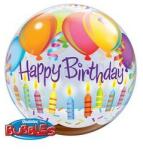 Qualatex Szülinapi Bubbles lufi 22" 56cm Happy Birthday (LUFI946507)