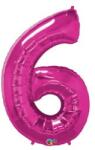 PartyPal Számos lufi 34" 86cm óriás Rózsaszín szám 6-os (LUFI559092) Lufi