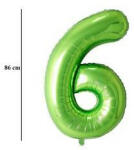 PartyPal Számos lufi 34" 86cm óriás zöld szám, számjegy 6-os (LUFI194353)