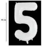 Partydeco Számos lufi 34" 86cm óriás Fehér szám, számjegy 5-ös (LUFI231502)
