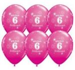Qualatex Szám, Számos lufi 11" 28cm 6db 6-os lufi Boldog 6. szülinapot! , q37662rp (LUFI846819)