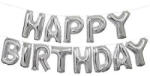 Partydeco Happy Birthday felirat, Ezüst 16" fólia betűk, csak csak levegővel tölthető (LUFI109142)