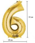 Partydeco Számos lufi 14" (35cm) fólia szám, számjegy 6 csak levegővel tölthető, Arany (LUFI654213)